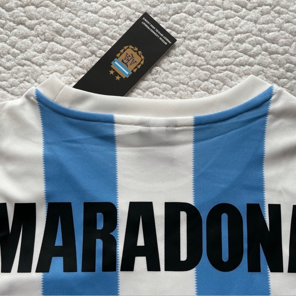 COPY - Diego Maradona Argentina Retro Vintage Home Soccer Jersey - NEW - Men - Picture 7 of 10